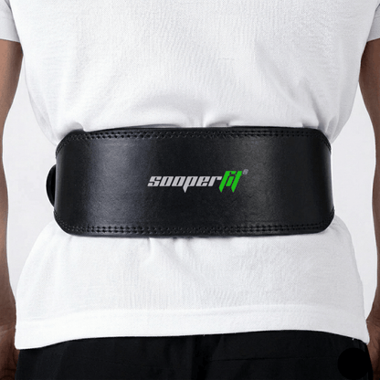 SooperFit PU Leather Weight Lifting Rexine Belt for Powerlifting Squats & Deadlifts Black - Sooperfit
