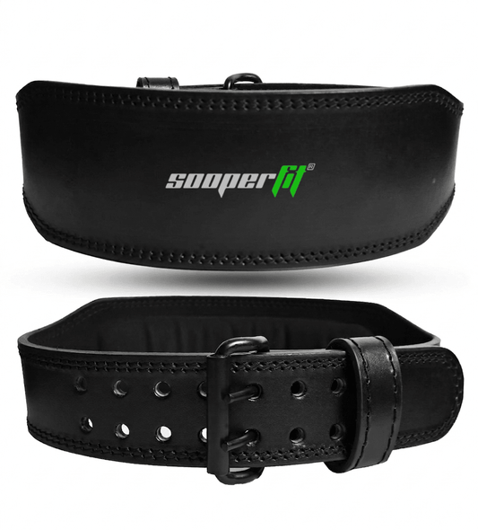 SooperFit PU Leather Weight Lifting Rexine Belt for Powerlifting Squats & Deadlifts Black-Sooperfit
