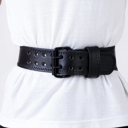 SooperFit PU Leather Weight Lifting Rexine Belt for Powerlifting Squats & Deadlifts Black - Sooperfit