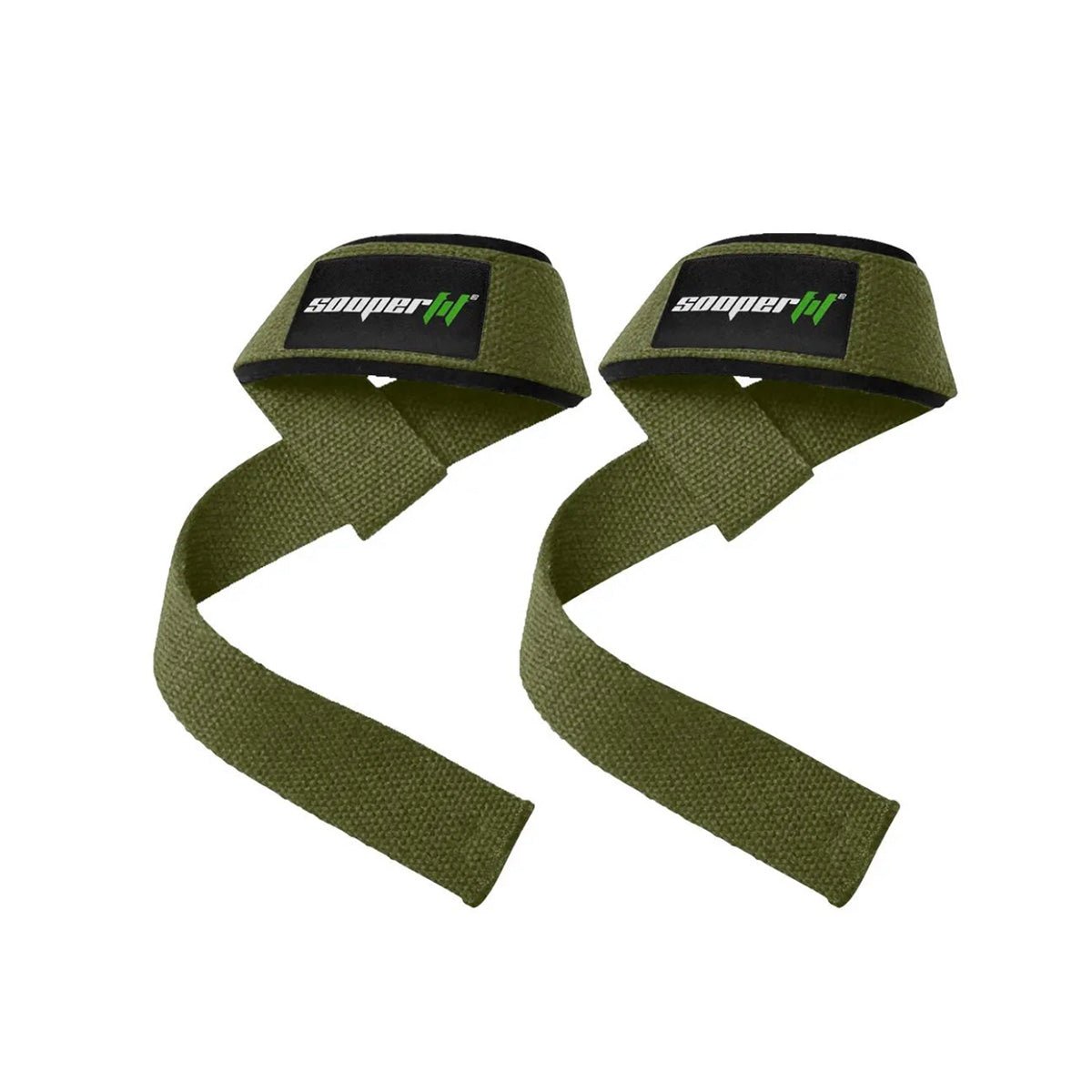 SooperFit Weight Lifting Power Wraps with Neoprene Padding Army Green