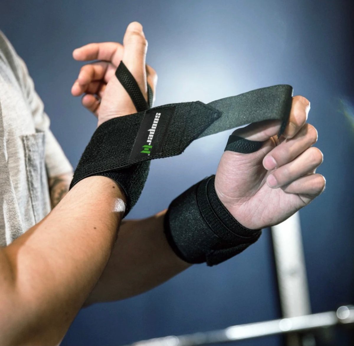 SooperFit Weight Lifting Wrist Wraps Heavy Duty Wirst Support Straps Black (Pair)-Sooperfit
