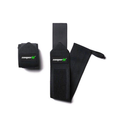 SooperFit Weight Lifting Wrist Wraps Heavy Duty Wirst Support Straps Black (Pair)-Sooperfit