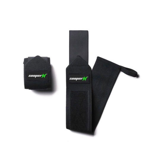 SooperFit Weight Lifting Wrist Wraps Heavy Duty Wirst Support Straps Black (Pair)