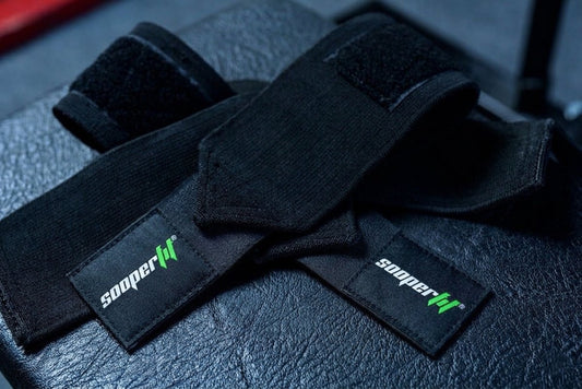 SooperFit Weight Lifting Wrist Wraps Heavy Duty Wirst Support Straps Black (Pair) - Sooperfit