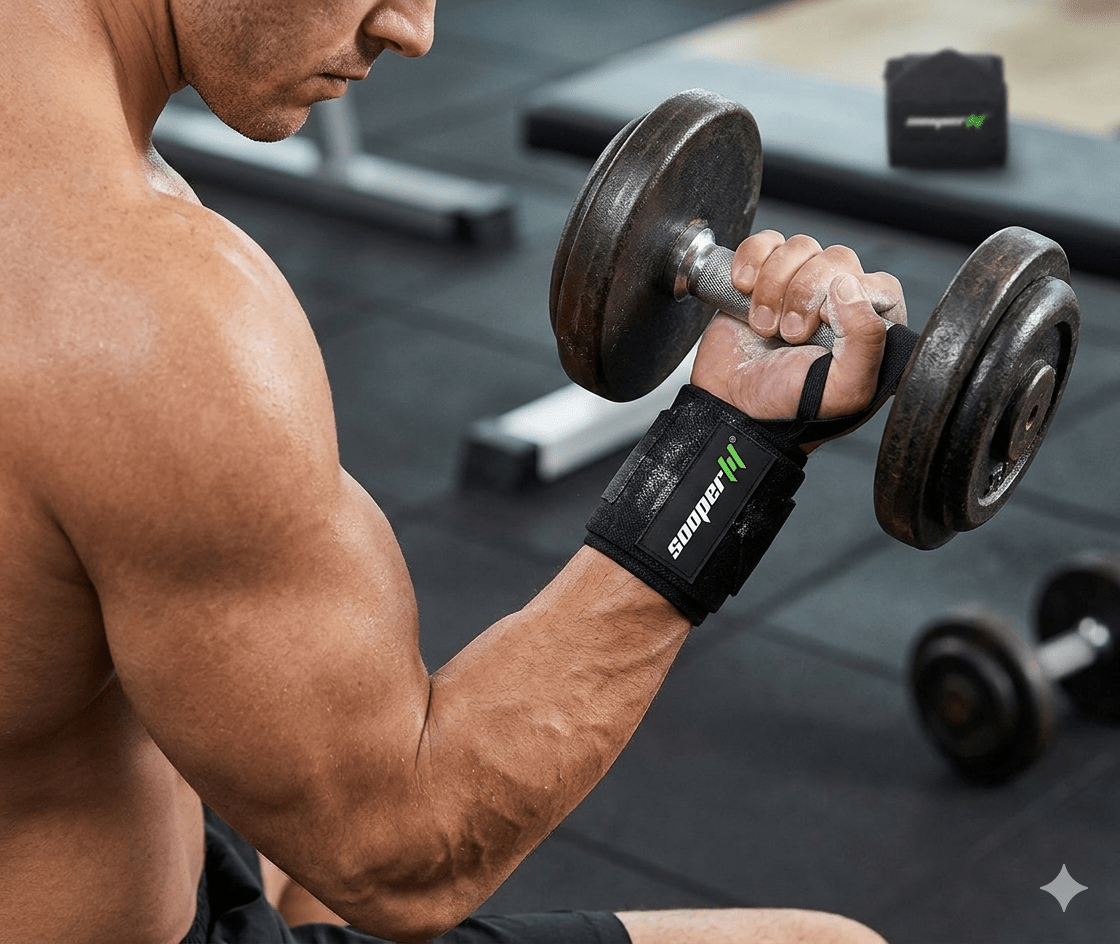 SooperFit Weight Lifting Wrist Wraps Heavy Duty Wirst Support Straps Black (Pair)-Sooperfit